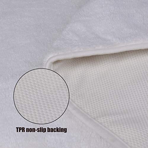 TOMORO Non-Slip Bathroom Rug Super Absorbent Bath Mat Extra Soft Microfibers Anti-Skid TPR Bottom (17.5 x 27 inch, White)