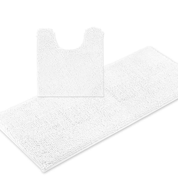 ITSOFT 3pc Non-Slip Shaggy Chenille Bathroom Mat Set