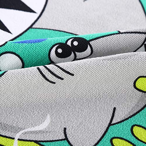 HETH Kids Hooded Beach and Bath Towel 100% Cotton Beach Swimming Coverup for Age 2-8 Years Old Multi-use for Bath/Shower/Pool(Tiger Shark)