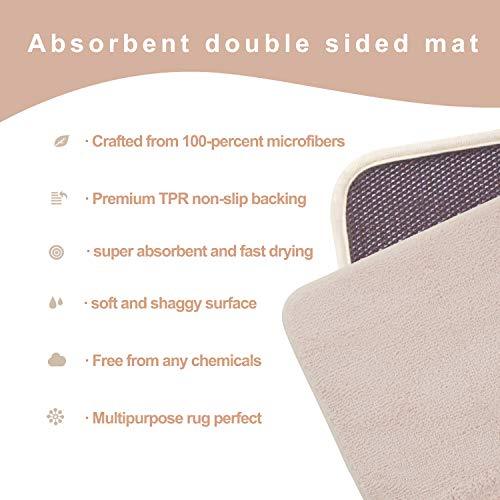 TOMORO Non-Slip Bathroom Rug Super Absorbent Bath Mat Extra Soft Microfibers Anti-Skid TPR Bottom (17.5 x 27 inch, White)