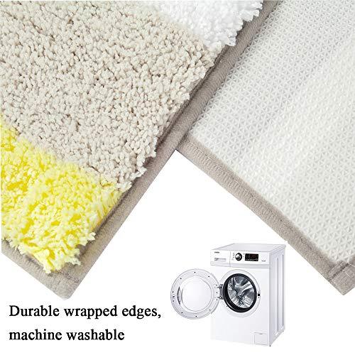 HEBE Non-Slip Bathroom Rug Mat Shag Microfiber Shower Bath Rug Absorbent Bath Mat for Bathroom Machine Washable(18x26, Blue/Grey)