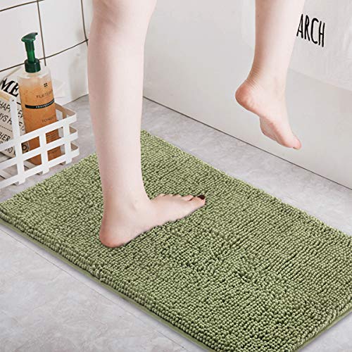 ITSOFT Non Slip Shaggy Chenille Soft Microfibers Bathroom Rug with Water Absorbent, Machine Washable, 21 x 34 inches Charcoal Gray