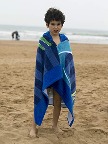 Athaelay Kids Beach Towels for 1 to 5 Years Old, Cotton, Use for Baby Toddler Boys Bath Pool Swim Poncho Cover-ups Cape, Extra Large 24x48, Ultra Breathable and Soft for All Seasons, Shark Theme