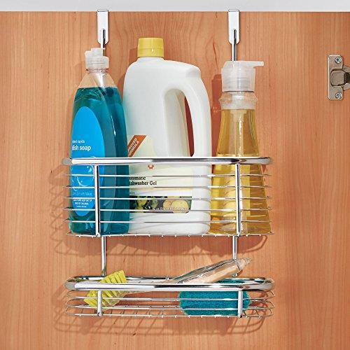InterDesign Axis Steel Over The Cabinet Storage Organizer, Waste Basket, for Aluminum Foil, Sandwich, Cleaning, Garbage Bags, Bath Supplies, 7.1" x 12.2" x 14.2", Chrome