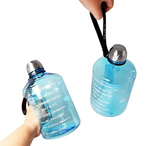 BuildLife 1 Gallon Water Bottle Motivational Fitness Workout with Time Marker |Drink More Water Daily | Clear BPA-Free | Large 128 Ounce/73OZ/43OZ of Water