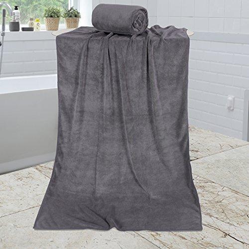 JML Microfiber Bath Towels, Bath Towel 2 Pack(30" x 60"), Oversized, Soft, Super Absorbent and Fast Drying, No Fading Multipurpose Use for Sports, Travel, Fitness, Yoga - Grey
