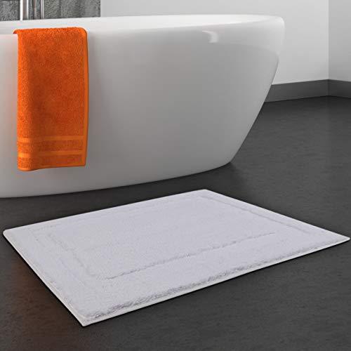 TOMORO Non-Slip Bathroom Rug Super Absorbent Bath Mat Extra Soft Microfibers Anti-Skid TPR Bottom (17.5 x 27 inch, White)