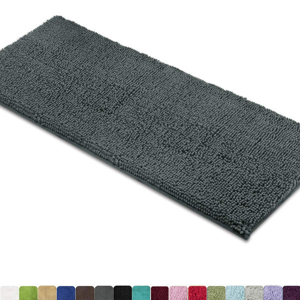 MAYSHINE Bath mat Runners for Bathroom Rugs(47X27.5inch) Long Floor mats Extra Soft Absorbent Thickening Shaggy Microfiber Machine-Washable Perfect for Doormats Tub Shower-Dark Gray