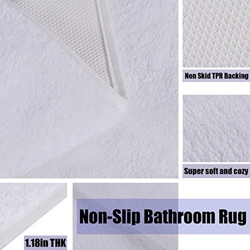 TOMORO Non-Slip Bathroom Rug Super Absorbent Bath Mat Extra Soft Microfibers Anti-Skid TPR Bottom (17.5 x 27 inch, White)