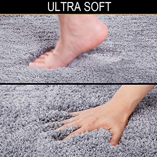 Walensee Bathroom Rug Non Slip Bath Mat for Bathroom (16 x 24) Water Absorbent Soft Microfiber Shaggy Bathroom Mat Machine Washable Bath Rug for Bathroom Thick Plush Rugs for Shower (Gray)