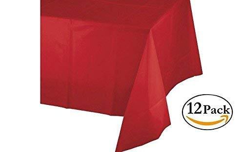 Mountclear 12-Pack Disposable Plastic Tablecloths 54" x 108" Rectangle Table Cover (Gold)