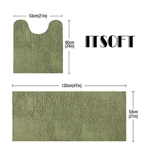 ITSOFT 3pc Non-Slip Shaggy Chenille Bathroom Mat Set