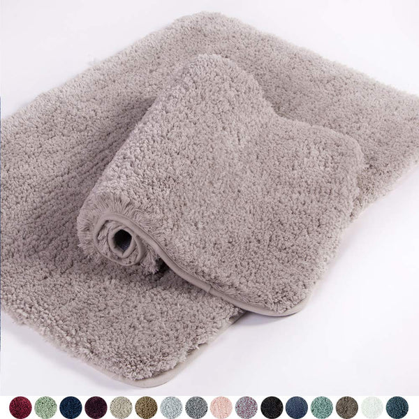 Walensee Bathroom Rug Non Slip Bath Mat for Bathroom (16 x 24) Water Absorbent Soft Microfiber Shaggy Bathroom Mat Machine Washable Bath Rug for Bathroom Thick Plush Rugs for Shower (Gray)