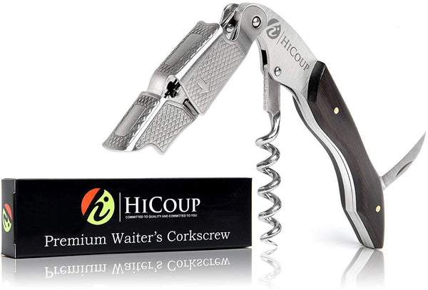 Professional Waiter’s Corkscrew by HiCoup - Rosewood Handle All-in-one Corkscrew, Bottle Opener and Foil Cutter, Used By Sommeliers, Waiters and Bartenders Around The World