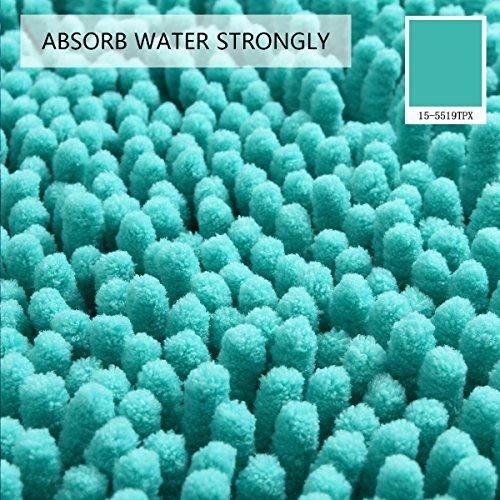 MAYSHINE Non-Slip Bathroom Rug Shag Shower Mat Machine-Washable Bath Mats with Water Absorbent Soft Microfibers, 20" W x 32" L, Turquoise