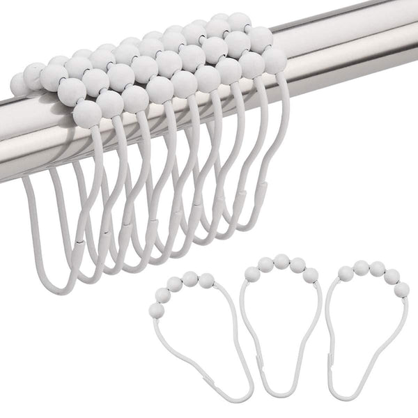 Amazer Shower Curtain Hooks Rings, Stainless Steel Shower Curtain Rings and Hooks for Bathroom Shower Rods Curtains-Set of 12-Polished Nickel