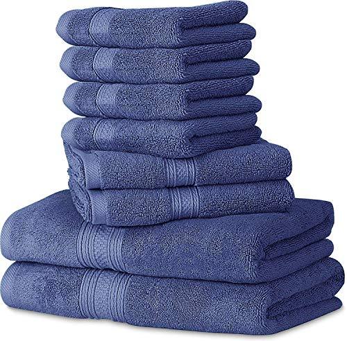 Utopia Towels 8 Piece Towel Set, 700 GSM, 2 Bath Towels, 2 Hand Towels and 4 Washcloths, Dark Grey