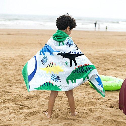 Bavilk Kids Children Hooded Poncho Dinosaur Swim Beach Bath Towel for Girls / Boys