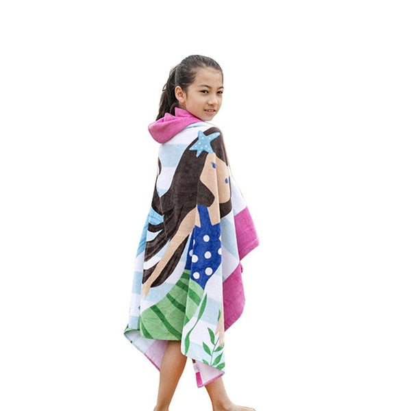 Bavilk Kids Children Hooded Poncho Dinosaur Swim Beach Bath Towel for Girls / Boys