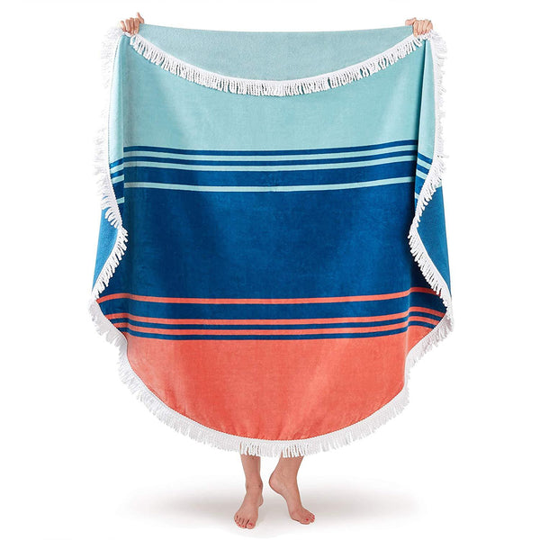 Oversize Plush Cabana Towel by Laguna Beach Textile Co | Navy and Seafoam Green| 1 Classic, Beach and Pool House Towel