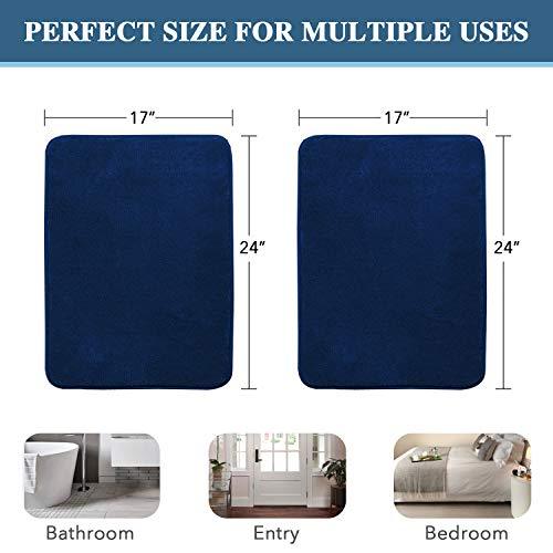 H.VERSAILTEX 2 Pack Non Slip Memory Foam Bathroom Rugs Non Slip Bath Mats Super Absorbent Extra Cozy, Foot Massage Flannel Bathroom Rugs/Carpets Machine-Washable and Fast Dry (Gray, Each 17" x 24")