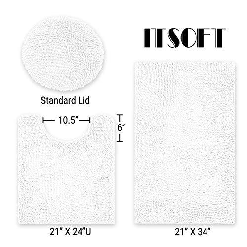 ITSOFT 3pc Non-Slip Shaggy Chenille Bathroom Mat Set