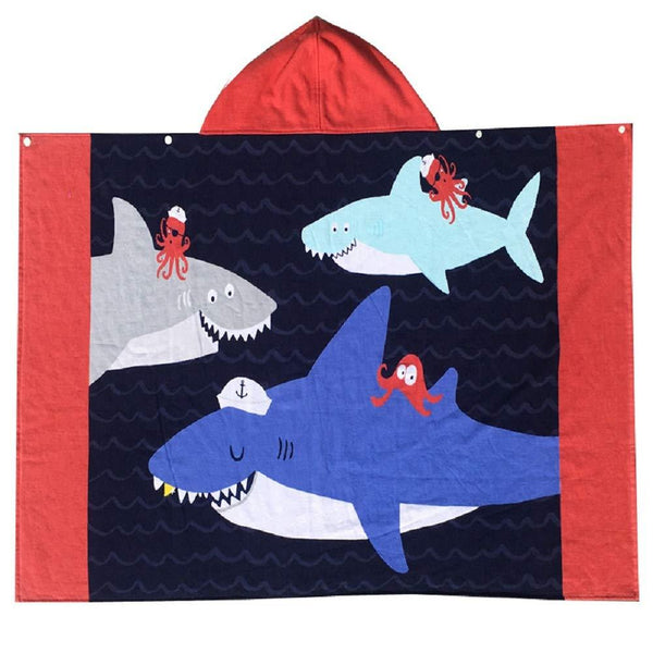 Bavilk Kids Children Hooded Poncho Dinosaur Swim Beach Bath Towel for Girls / Boys