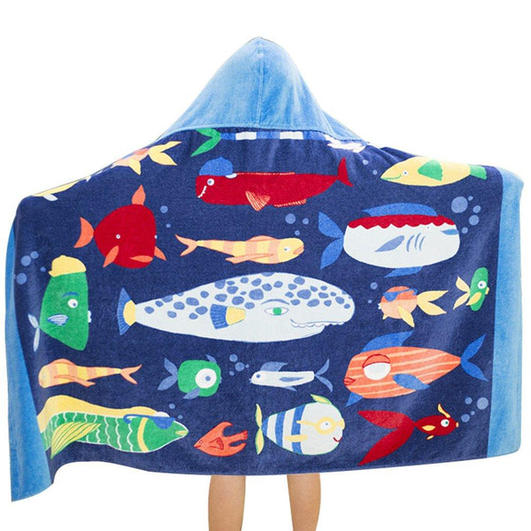 Bavilk Kids Children Hooded Poncho Dinosaur Swim Beach Bath Towel for Girls / Boys