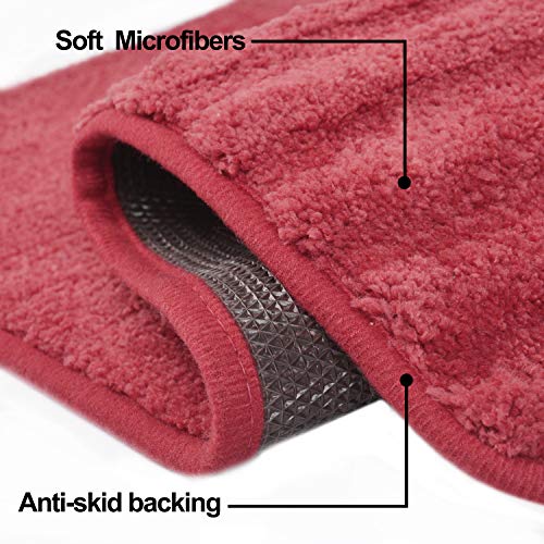 TOMORO Non-Slip Bathroom Rug Super Absorbent Bath Mat Extra Soft Microfibers Anti-Skid TPR Bottom (17.5 x 27 inch, White)