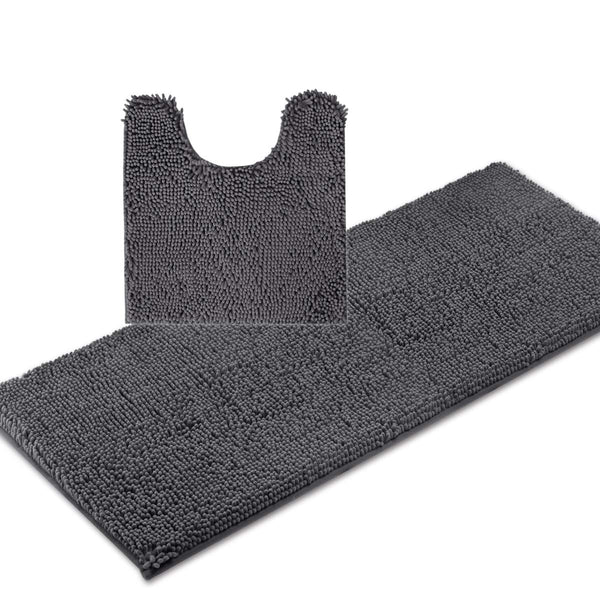 ITSOFT 3pc Non-Slip Shaggy Chenille Bathroom Mat Set