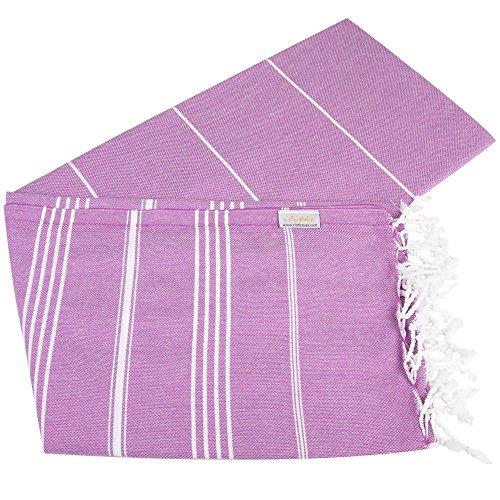 Turkish Bath and Beach Towel Set of 4 Variety Colors Classic Peshtemal 100% Cotton Oversized 39 X 70 Stylish Bath Beach Spa and Pool Towels