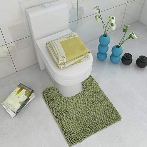 ITSOFT Non-Slip Shaggy Chenille Toilet Contour Bathroom Rug with Water Absorbent, Machine Washable, 21 x 24 Inch U-Shaped Charcoalgray