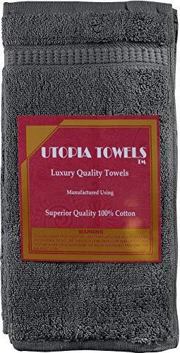 Utopia Towels 600 GSM Washcloths, 12 Pack, Grey