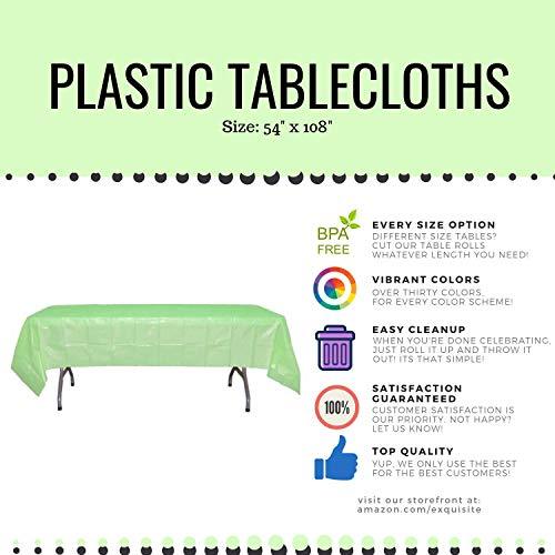 Exquisite 12-Pack Premium Plastic Tablecloth 54 Inch. x 108 Inch. Rectangle Table Cover-White