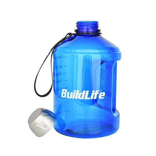 BuildLife 1 Gallon Water Bottle Motivational Fitness Workout with Time Marker |Drink More Water Daily | Clear BPA-Free | Large 128 Ounce/73OZ/43OZ of Water