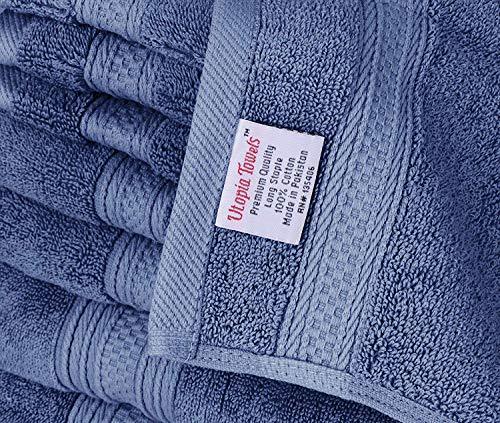 Utopia Towels 8 Piece Towel Set, 700 GSM, 2 Bath Towels, 2 Hand Towels and 4 Washcloths, Dark Grey