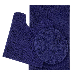 ITSOFT 3pc Non-Slip Shaggy Chenille Bathroom Mat Set