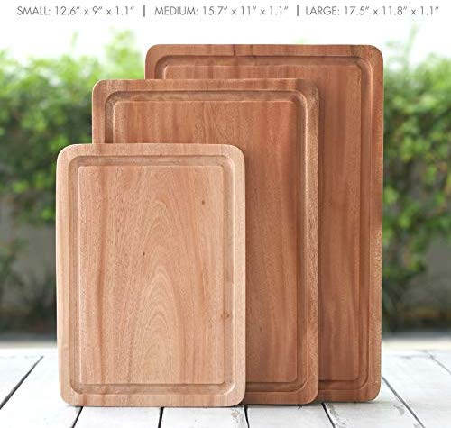 Medium-Large Single Piece Mahogany Wood Cutting Board 15.7 x 11 x 1.1