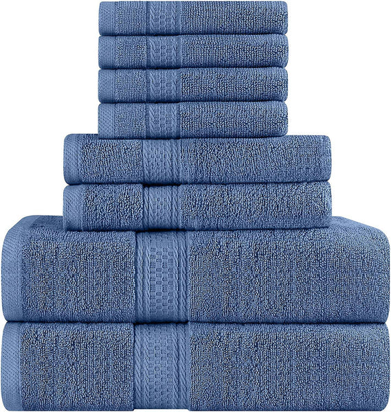 Utopia Towels 8 Piece Towel Set, Dark Grey, 2 Bath Towels, 2 Hand Towels, and 4 Washcloths