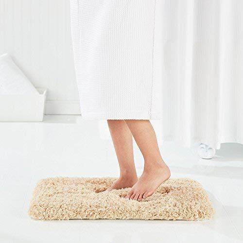 Genteele Non-Slip Memory Foam Shaggy Bathroom Mat, Water Absorbent, Super Plush Bath Mat, Washable Bathroom Rug (17" X 24", Gray)