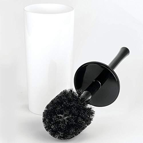 mDesign Slim Compact Plastic Toilet Bowl Brush and Holder for Bathroom Storage - Sturdy, Deep Cleaning - White