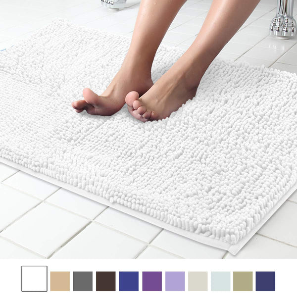 ITSOFT Non Slip Shaggy Chenille Soft Microfibers Bathroom Rug with Water Absorbent, Machine Washable, 21 x 34 inches Charcoal Gray