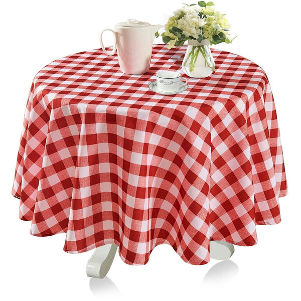 YEMYHOM 100% Polyester Spillproof Tablecloths for Rectangle Tables 60 x 84 Inch Indoor Outdoor Camping Picnic Rectangular Table Cloth (Red and White Checkered)