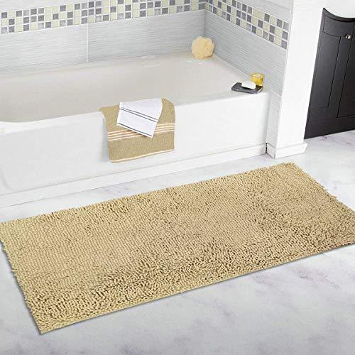 MAYSHINE Bath mat Runners for Bathroom Rugs(47X27.5inch) Long Floor mats Extra Soft Absorbent Thickening Shaggy Microfiber Machine-Washable Perfect for Doormats Tub Shower-Dark Gray