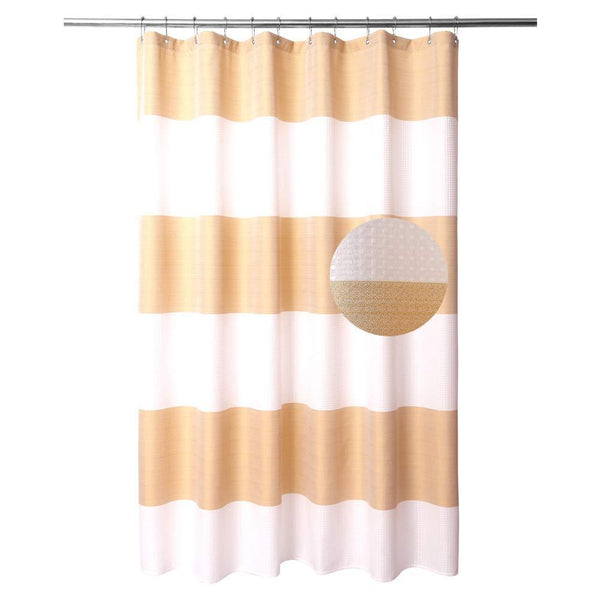 Waffle Weave Fabric Shower Curtain 230 GSM Heavy Duty, Spa, Hotel Luxury, Water Repellent, White Pique Pattern, 71 x 72 inches Decorative Bathroom Curtain