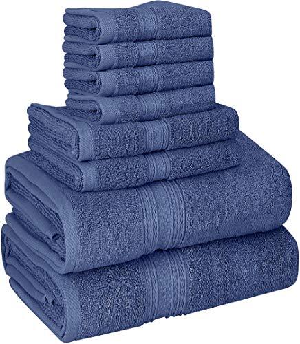 Utopia Towels 8 Piece Towel Set, 700 GSM, 2 Bath Towels, 2 Hand Towels and 4 Washcloths, Dark Grey