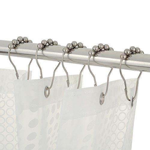 Amazer Shower Curtain Hooks Rings, Stainless Steel Shower Curtain Rings and Hooks for Bathroom Shower Rods Curtains-Set of 12-Polished Nickel