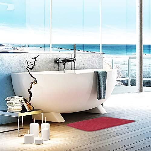 TOMORO Non-Slip Bathroom Rug Super Absorbent Bath Mat Extra Soft Microfibers Anti-Skid TPR Bottom (17.5 x 27 inch, White)