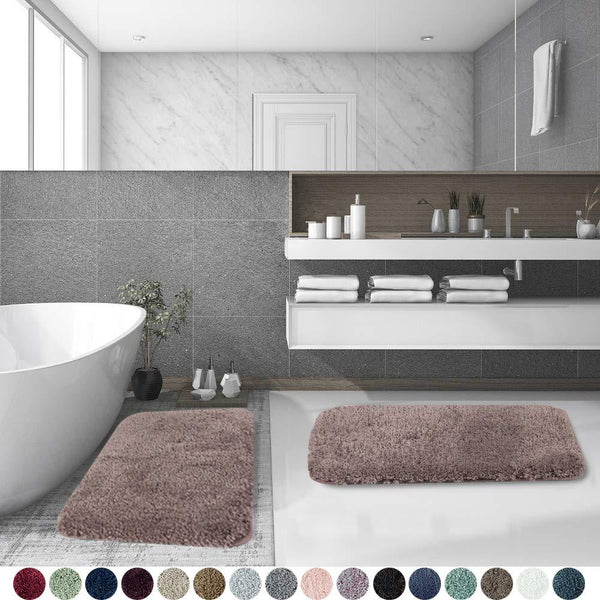 Walensee Bathroom Rug Non Slip Bath Mat for Bathroom (16 x 24) Water Absorbent Soft Microfiber Shaggy Bathroom Mat Machine Washable Bath Rug for Bathroom Thick Plush Rugs for Shower (Gray)