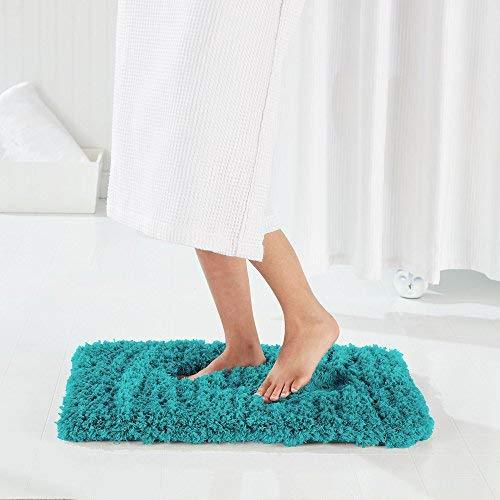 Genteele Non-Slip Memory Foam Shaggy Bathroom Mat, Water Absorbent, Super Plush Bath Mat, Washable Bathroom Rug (17" X 24", Gray)